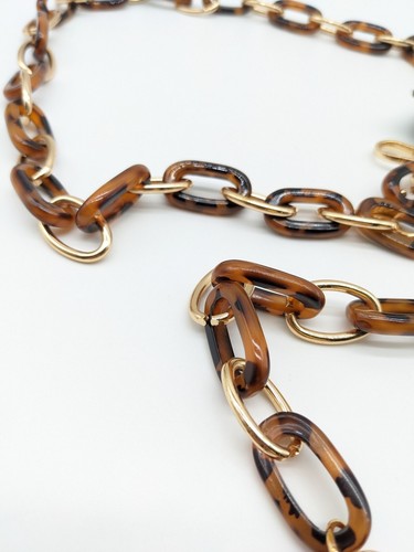 STEVE MADDEN resin chain link women's skinny belt- M/L -Brown - 第 6/7 張圖片