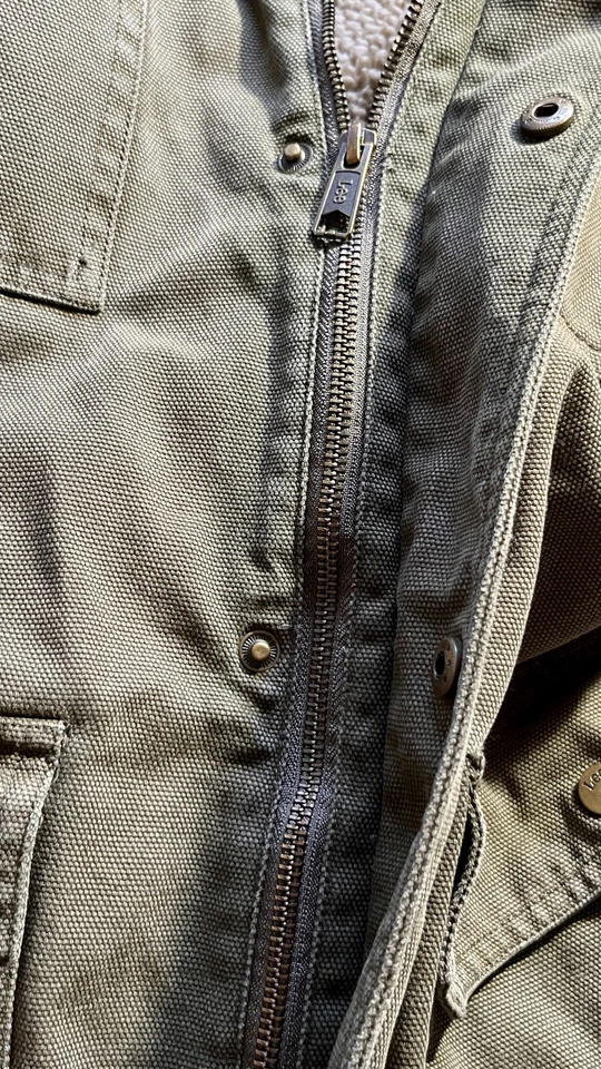 Lee 男式野战外套 XL 橄榄绿色 Chore 夹克口袋全拉链夏尔巴内衬 — 第 4/4 张图片