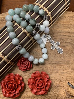 13mm-33 Certified Natural Green Jade Chotki Praying Beads