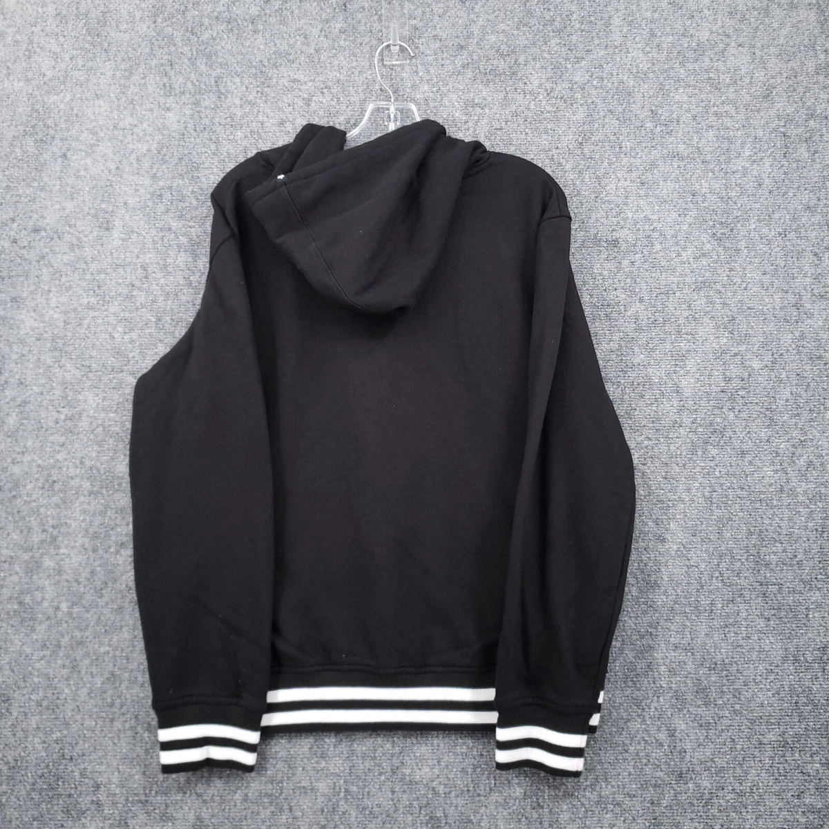 Zoo York Hoodie Mens L Large Black Full Zip Striped Trim Long