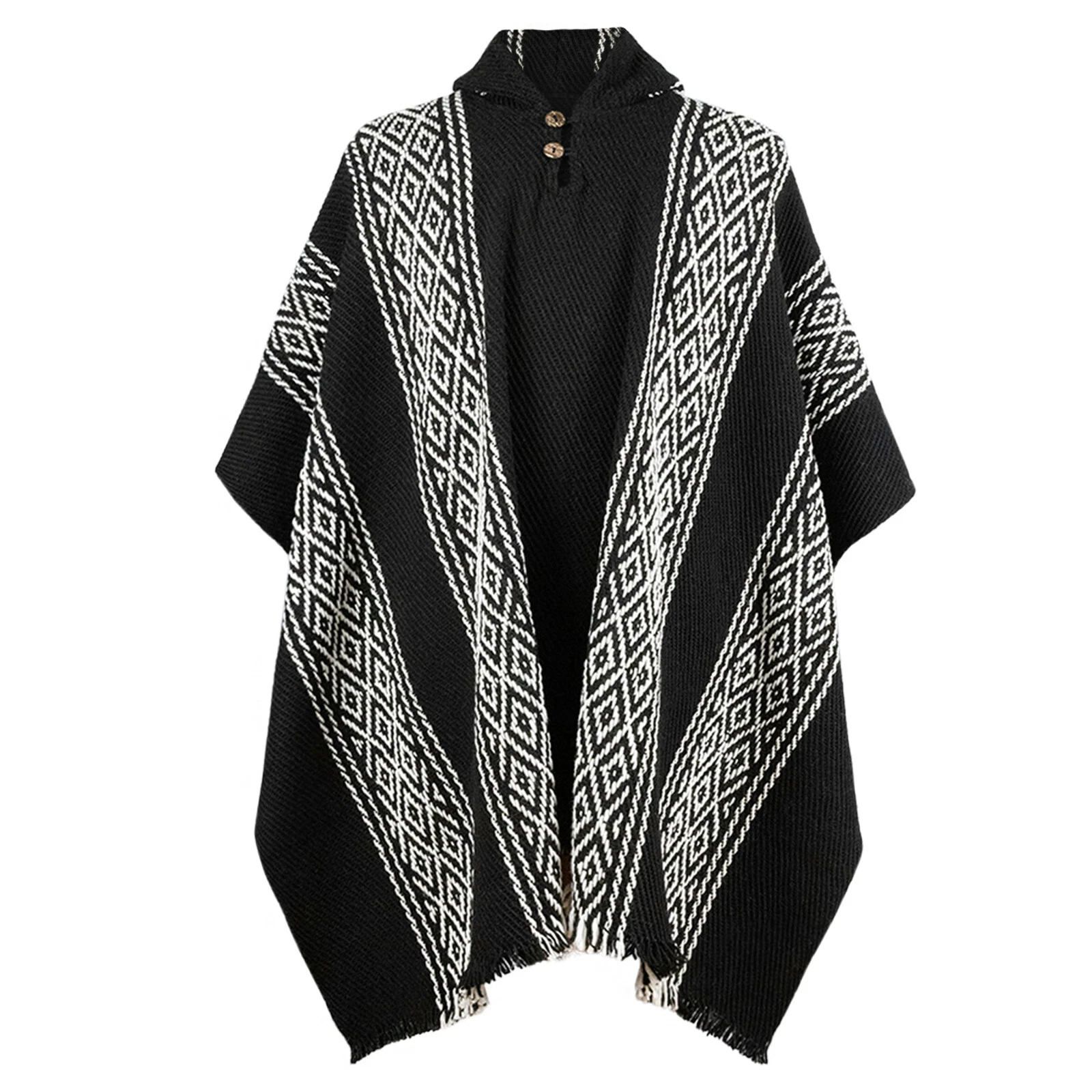 LLAMA WOOL THICK HOODED PONCHO MENS WOMANS UNISEX PULLOVER SWEATER BLACK & WHITE
Opens in a new wind