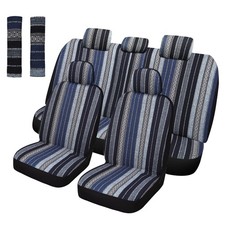 Car Seat Covers Full Set Baja Blanket Striped Woven Breathable Blue Universal