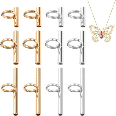 #ad 12Pcs Pin to Pendant Converters 3 Sizes Brooch Converter Brass Pin... $10.51