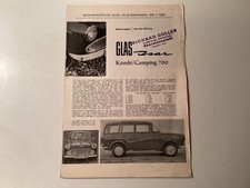 Glas Isar Kombi Camping SonderdruckˋKleinwagen ´ 01/1961 deutsch 4-seitig rar !