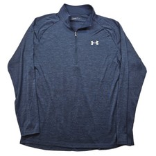 Under Armour 1/4 Zip Pullover Shirt Men Large Navy Blue Athletic Fit Long Sleeve