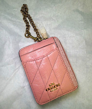 NWT Coach Pink Quilted Leather Zip-card case CEC51