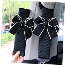 Cute Bow Leather Car Seat Belt Cover Pads,Pcs  4 Pcs Seat Belt Cover 2 Black