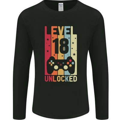 18. Geburtstag 18 Jahre Alt Level Up Gaming Herren Langarm T-Shirt