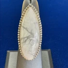 Vintage Sterling Silver White Howlite Navajo Ring Size 6.Tear Shape