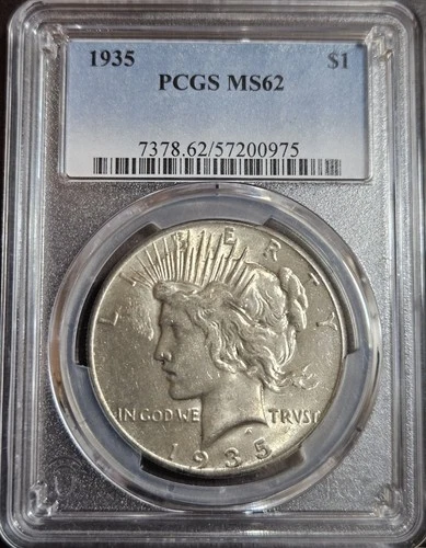 1935 Morgan Silver Dollar PCGS MS62 - Slight Gold Toning