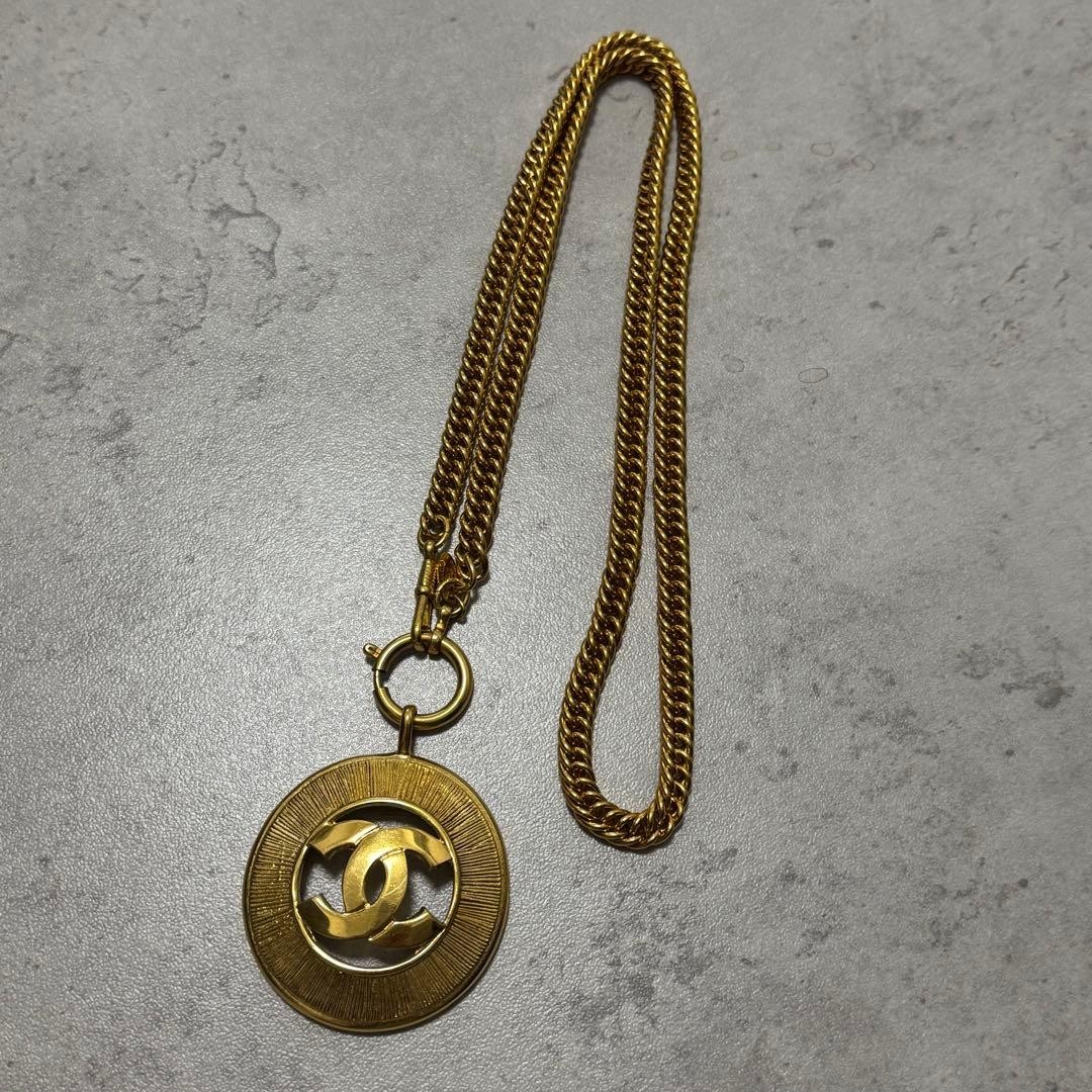 Chanel Cocomark Pendant Necklace Gold Vintage 84cm Metal Jewelry thumbnail 2