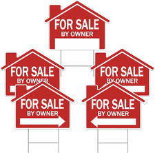 5 Pack for Sale by Owner Yard Sign 18X14 in Double Sided with H Stakes