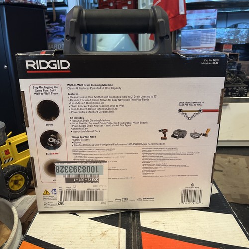 Ridgid FlexShaft K9-12 1/4" 30ft Wall-to-Wall Drain Cleaning Machine Gray 74978 - Afbeelding 3 van 3