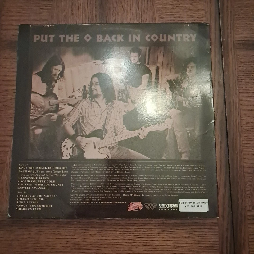 Shooter Jennings Put The O Back In Country LP 2005 Autograhed!!! - Image 3 of 4