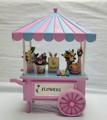 2026 Easter Flower Cart Figurine Pastel Purple 9  Spring Tabletop Mantel  Decor