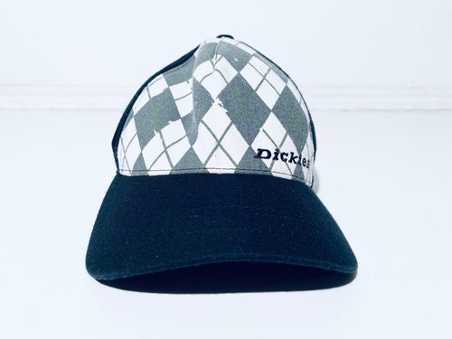 Vintage 90s Dickies Baseball Cap Hat Gr. L - XL Schwarz Grau Weiß Karomuster - Bild 2 von 10