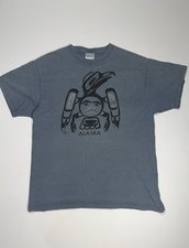 Vintage Alaska Art Tee Shirt Raven Native Indian Nature Tribal Y2K Adult Size XL