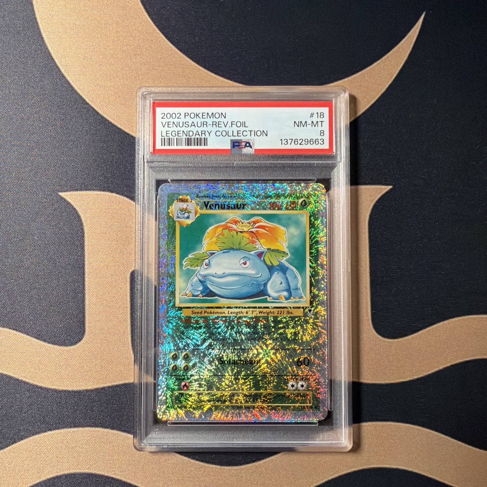 Pokemon 2002 Legendary Collection #18 Venusaur Reverse Foil PSA 8