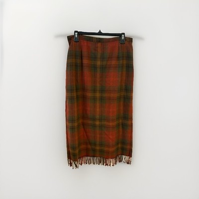 Requirements VTG Wool Blend Plaid Midi Maxi Skirt Fringe 16 Equestrian Aesthetic