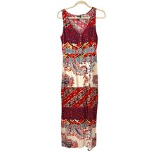 Want and Need Boho Patchwork Paisley Maxi Dress Red Multicolor Size Medium