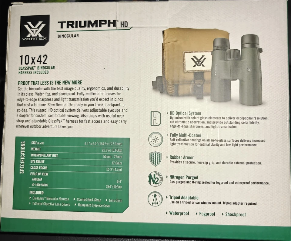 Vortex TRI-1042 Binoculars - Green - Image 2 of 2