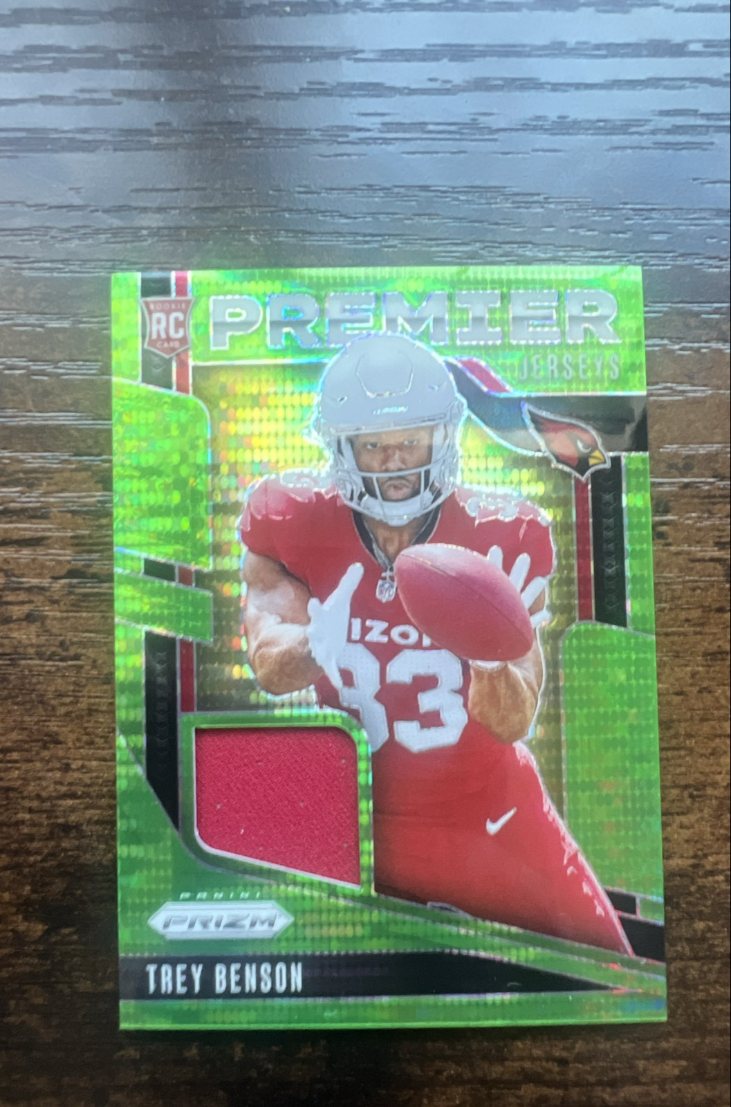 2024 Panini Prizm - Premier Jerseys Trey Benson Neon Green Pulsar Prizm RC