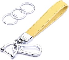 Genuine leather car key fob holder with D-ring.