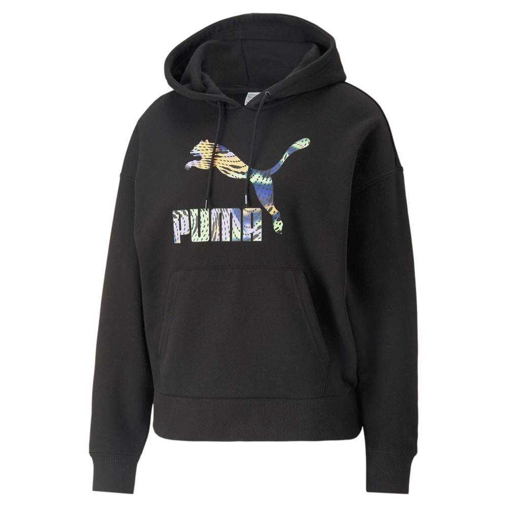 PUMA Classics Logo Riempimento Pullover Felpa con Cappuccio Uomo Nero Casual Capispalla 53950101