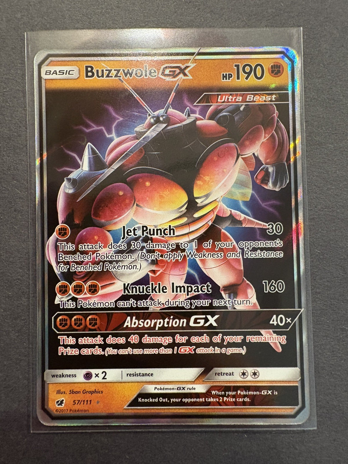Buzzwole GX - 57/111 - Pokemon Crimson Invasion Sun & Moon Ultra Rare Card NM