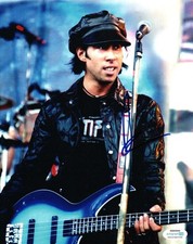 Hoobastank Josh Moreau Signed Autographed 8x10 Leather & Bass Guitar Photo