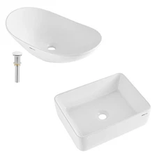 Modern Ceramic Vessel Sink 16x12-24x13.8in Bathroom Vanity Bowl Countertop