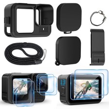 Go Pro Hero 13 Waterproof Silicone Protective Case Screen Protector 6PCS Black