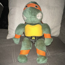Juguete de peluche Playmates TMNT Tortuga Miguel Ángel de colección 1989 pequeño 6-14 pulgadas