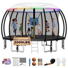 FIZITI 12FT 14FT 16FT Trampoline for Adults  Kids, Outdoor with Enclosure Net