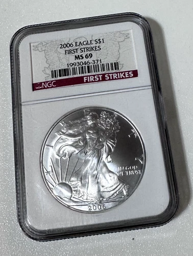2006 $1 American Silver Eagle First Strikes NGC MS69 1 oz Silver Coin