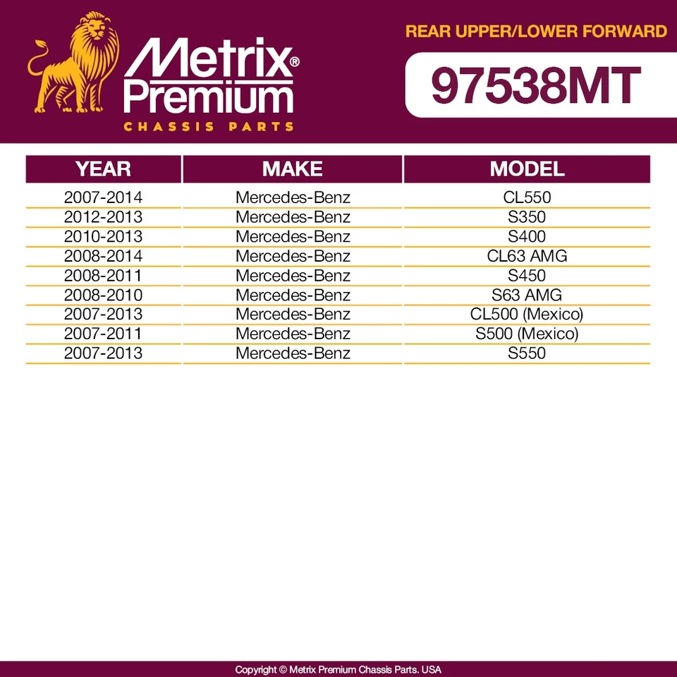 Rear Lower & Upper Forward Control Arm Kit for 07-14 Mercedes-Benz CL550 4 PCS - Image 2 of 4