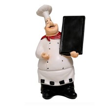Holding Writable Chalkboard Sign Resin Chef Figurines, Cute Chef Statue Sculp...