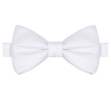 Mens Pre-Tied Bow Tie Adult's Adjustable Tuxedo Satin Bowtie White