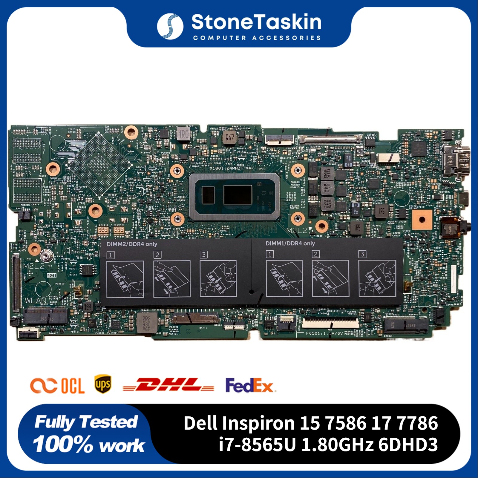 For Dell Inspiron 15 7586 17 7786 Intel i7-8565U 1.80GHz Motherboard 6DHD3