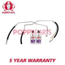Fits Defender High/Low Pressure Power Steering Pipes  + 2 Ltr PSF Poppy