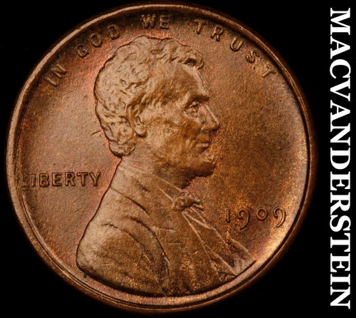 1909 VDB Lincoln Wheat Cent- Choice Gem Brilliant Uncirculated Luster #J2001