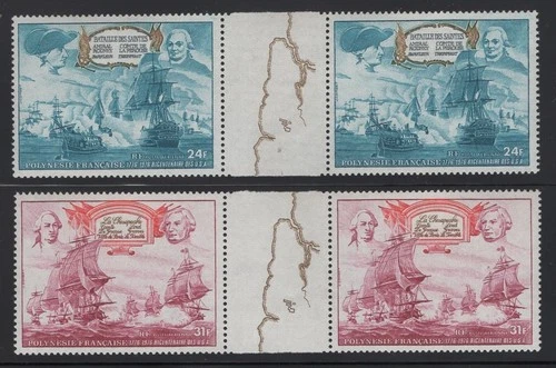 French Polynesia #C128-C129 – VFNH – 1976 Bicentennial – Gutter Pairs
