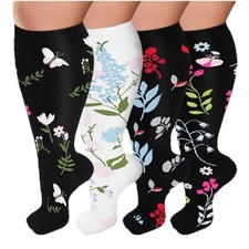 4 Pair 2XL Compression Socks for Women  Men 20-30Mmhg Extra Wide Calf Knee High