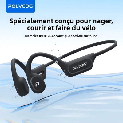 POLVCDG X9 Bone Conduction Earphones 32G IPX8 Waterproof Open Design for Swimmin