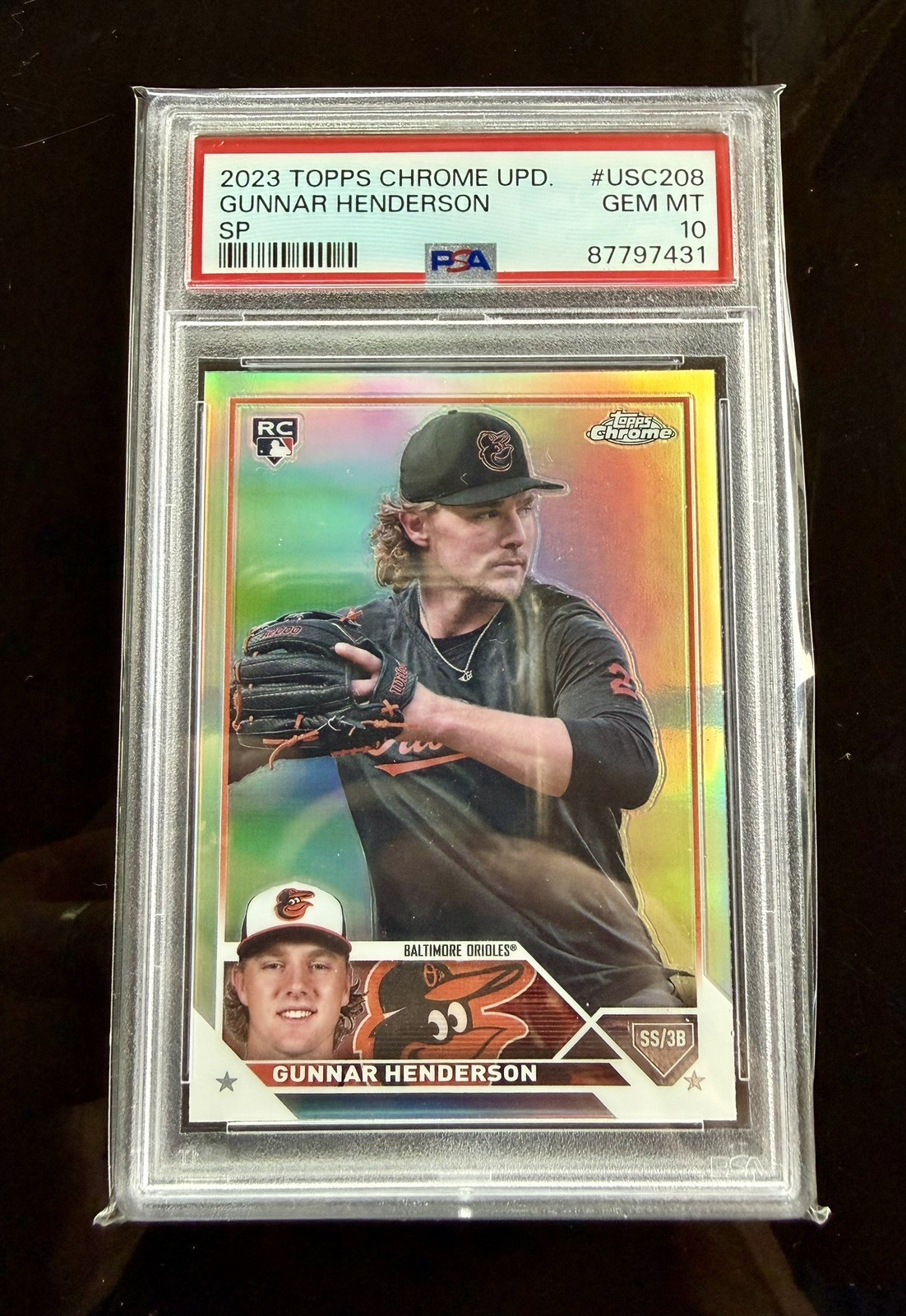 2023 Topps Chrome Update #USC208 Gunnar Henderson SP Variation PSA 10 RC Rookie