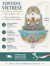 Fontana Vietrese in ceramica decorata a mano 60 cm con vasca 30 cm