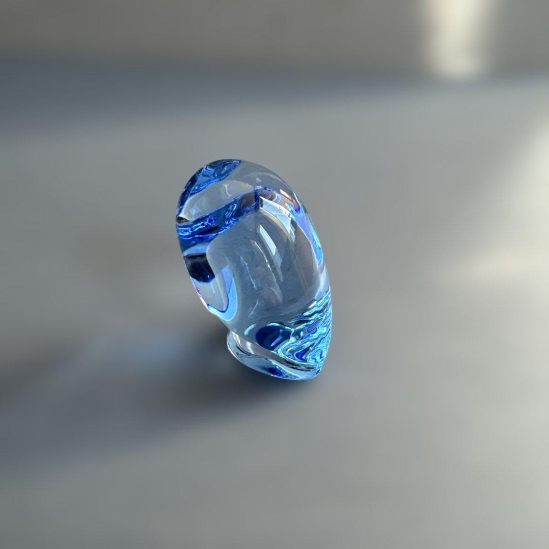 Baccarat 青色ガラス製イルカの彫刻 Baccarat Blue Glass Animal Object Owl | eBay