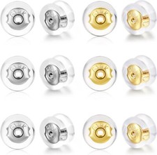 Earring Backs 18K Gold Locking Secure Earring Backs for Studs,Silicone Earrin...