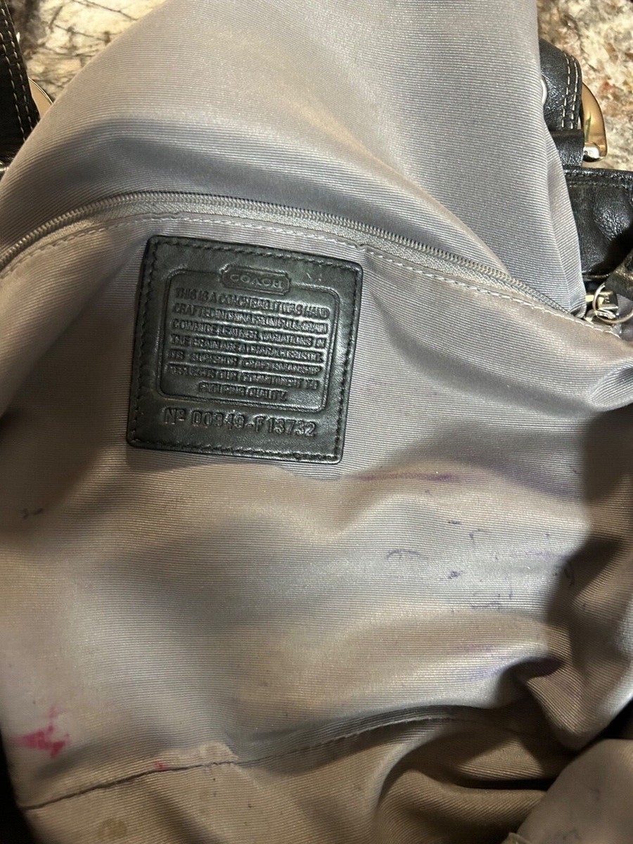 COACH SOHO PLEATED BLACK LEATHER SHOULDER BAG SHOPPER TOTE F13732