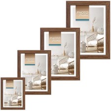 Bilderrahmen Holz dunkelbraun gemasert rustikal Landhaus Hoch Quer 4 Formate